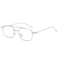 Gold metal frame glasses with double bridge design for stylish daily wear fashion look. - Gold Frame Clear C4