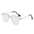 Occhiali da vista semi-montatura in metallo argento stile vintage design leggero e chic - Montatura Argento Lente Trasparente (C3)