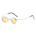 Gafas de sol plegables redondas retro con lentes amarillas, montura metal oro, gafas moda portátiles. - Montura Dorada Lente Amarilla C7