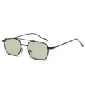 Stylish small frame double bridge sunglasses for women, trendy narrow shape sun protection. - Black Frame Green Lens C7
