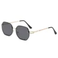 Lunettes de soleil polygone sans monture, monture creuse en métal doré et verres foncés. - C1 / Monture Dorée Verre Gris