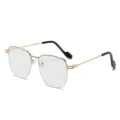 Eleganti occhiali da vista semimontatura in metallo dorato con punte delle aste nere chic. - Montatura Oro Lente Trasparente (C5)