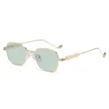 Lunettes de soleil carrées vintage en métal avec verres teintés vert clair et branches. - Monture Dorée Verres Vert Océan