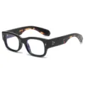 Dicke rander anti blaulicht brille europaischer stil rechteckige optische brille fur herren - Stil C2 (5120) / Schwarzer Rahmen mit Leoparden-Bügeln
