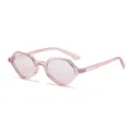 Lunettes de soleil géométriques translucides roses, variante petite monture polygonale. - Monture Rose Transparente Verres Dégradés Roses