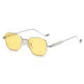 Lunettes de soleil rétro carrées en métal avec verres jaunes pour femmes, vintage. - Monture Argentée Verres Jaune Océan
