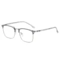 Monture de lunettes anti-lumière bleue homme demi-métal, gris transparent style bureau. - Argent Gris Transparent (C5)