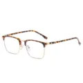 Lunettes rétro écaille et or demi-monture anti-lumière bleue pour hommes, monture tendance. - Or Écaille (C6)