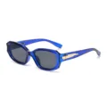 Lunettes de soleil carrées bleues pour femmes et hommes, monture épaisse avec détail or. - Cadre Bleu Lentille Grise C6