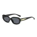Lunettes de soleil carrees mode noire femmes hommes avec details dore sur les branches - Cadre Noir Verre Noir