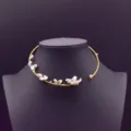 Handmade baroque pearl choker necklace, unique gold wire flower design for women elegant style. - Baroque Pearl Choker