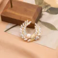 Elegante Perlen Weizen Brosche mit funkelndem Zirkon, modischer Pin für elegante Damen. - Großer Weizenährenstil