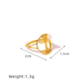 Goldener Baum Perlenring Titanstahl Natürliche Süßwasserperle Eleganter Damenschmuck - Größe 6 / Gold-Durchbrochener Lebensbaum