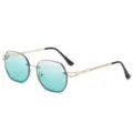 Lunettes de soleil sans monture dégradé vert pour femme avec branches ajourées en métal doré. - C2 / Monture Or Vert