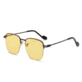 Eleganti occhiali da sole retro in metallo con lenti sfumate gialle per donna stile. - Montatura Nera Giallo Oceano (C6)
