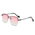 Occhiali da sole con lenti rosa sfumate e montatura in metallo nero, stile vintage. - Montatura Nera Rosa Sfumato (C7)