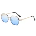 Lunettes de soleil femme sans monture dégradé bleu, variante monture métal ajouré. - Monture Dorée Dégradé Bleu