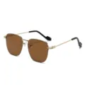 Donna occhiali da sole retro montatura metallo oro lenti sfumate marroni protezione solare - Montatura Oro Lente Marrone (C8)