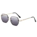 Femme mode dégradé lunettes de soleil sans monture métal découpe protection solaire - Monture Dorée Dégradé Gris