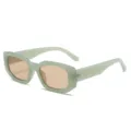 Light Green Chunky Square Sunglasses UV Protection Trendy Streetwear Eyewear for Women - Green Frame Light Tea Lens C3