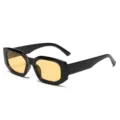 Chunky square frame sunglasses with yellow lenses, trendy retro punk style for street fashion. - Black Frame Yellow Lens C7