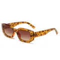 Trendy leopard print square sunglasses for men and women, UV protection street fashion shades. - Leopard Frame Gradient Brown Lens