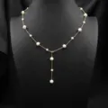 Elegante Perlenhalskette mit Goldkette, minimalistisches Lariat-Design für Damen Alltag. - Verstellbare Sternenklare Perlenkette