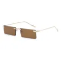 Vintage retro rimless rectangular sunglasses for men and women, stylish gold metal frame. - Gold Frame Brown Lens C6