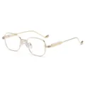Lunettes de vue carrées dorées vintage avec verres clairs et détails transparents chics. - Monture Dorée Transparent C7