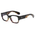 Dicke Blaulichtfilter Brille Retro Quadrat Acetat Schildpatt Schwarz Optik Brillengestell - Stil C6 (5120) / Leoparden-Rahmen Oben Schwarz Unten Leoparden-Bügel