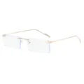 Retro small frame rimless rectangular sunglasses, trendy metal thin leg sun glasses for men women. - Gold Frame Clear C7