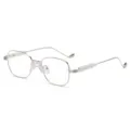 Lunettes de vue carrées en métal argenté avec verres transparents et design élégant. - Monture Argentée Verres Transparents