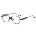 Lunettes optiques metalliques carre double pont retro cadre noir mode pour femmes - Monture Noire Verres Transparents