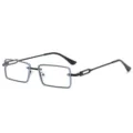 Fashionable square frame glasses with trendy black and light blue color block design for daily wear. - Fashion Rectangular Style (3581) / Black Frame Clear Lens C3