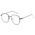 Stylish irregular metal frame blue light blocking glasses, clear optical frames for daily wear. - Black
