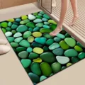 Close-up of 3D pebble pattern absorbent floor mat placed in bathroom for slip resistance. - Lotus Leaf Cartoon - 5