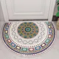 Bohemian semi-circular door mat anti-slip ethnic entry rug for home indoor bathroom decor - 40*60cm (Crystal Velvet) / Persian Floor Mats - 2