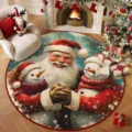 Christmas tree round mat detail scene, vintage Santa Claus pattern velvet floor rug decor. - Christmas Holiday Decorations - 4 / 40*40cm