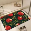 Badematte mit Granatapfel Muster, schnell trocknende Kieselgur Badematte für zu Hause. - Granatapfel-7