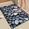 Pebble diatomaceous earth bath mat absorbent non-slip floor mat for home bathroom use. - 40x60cm / Lotus Leaf Cartoon - 2