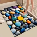 Diatomaceous earth bath mat with 3D pebble print, fast drying non slip floor mat for bathroom. - 40x60cm / Lotus Leaf Cartoon - 3