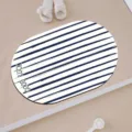 Korean style oval stripe bath mat with good luck print, absorbent floor mat for home. - 40x60cm (Diatom Mud) / Korean Style Simple - 2