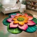 Grand tapis en forme de fleur de lotus antidérapant en velours cristal pour salon chambre - Tournesol 5