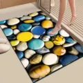 3D Pebble Diatomite Bathroom Floor Mat Non-Slip Water Absorbent Door Mat Home Decor - 40x60cm / Lotus Leaf Cartoon - 4