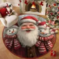 Christmas round floor mat, festive crystal velvet rug for holiday home decor and tree. - Christmas Holiday Decorations - 2 / 40*40cm