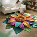 Stunning 3D floral accent rug for living room, colorful flower shaped soft floor mat, non-slip. - 40x40cm (Crystal Velvet) / Sunflowers - 2