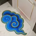 Blue and gold optical illusion cloud floor mat, non-slip absorbent door mat for home use. - 40*60cm / Colorful Auspicious Clouds - 4