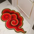 Gedetailleerd shot van 3D gunstige wolk deurmat, rood goud optische illusie antislip mat. - Kleurrijke gunstige wolken - 5