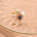 Exquisite baroque pearl flower ring featuring a blue gemstone center and elegant gold-plated band. - Pearl Flower Style