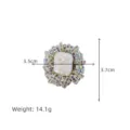 Broche perle baroque et strass, épingle de costume en cristal élégante pour manteau de luxe. - Broche Carrée Argentée Strass Multicolore